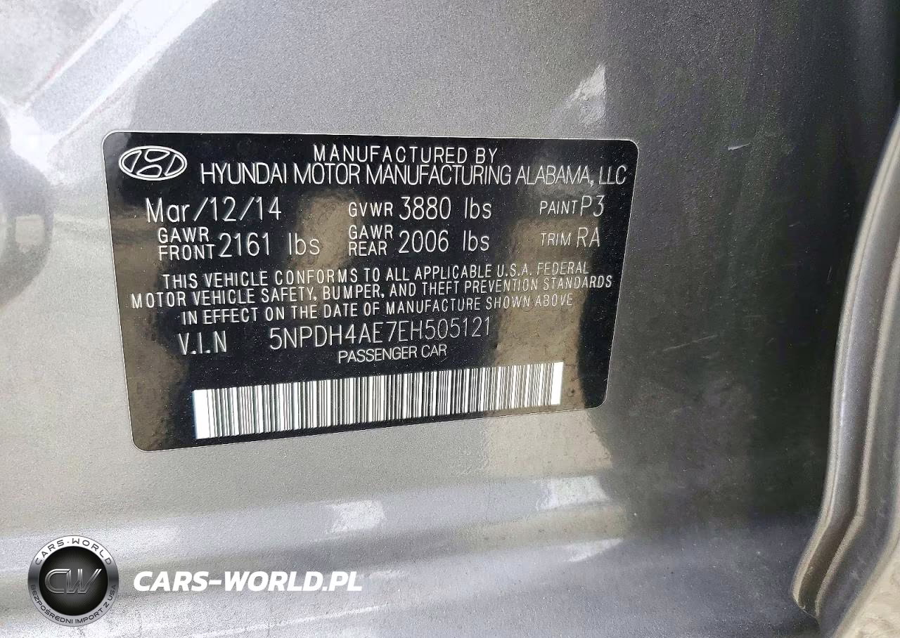 2014 Hyundai Elantra Se VIN:5NPDH4AE7EH505121 - 13