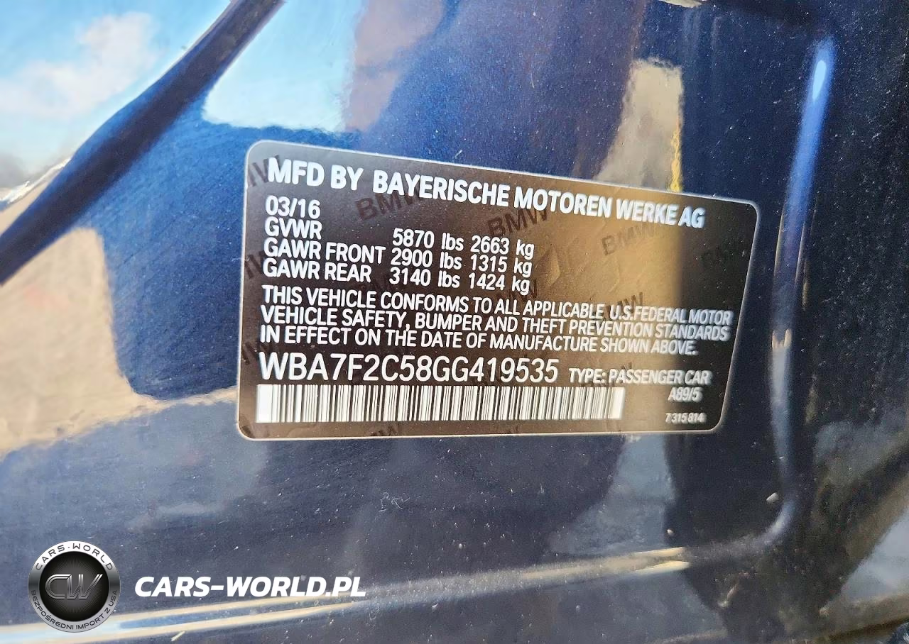 2016 BMW 750 Xi VIN:WBA7F2C58GG419535 - 12