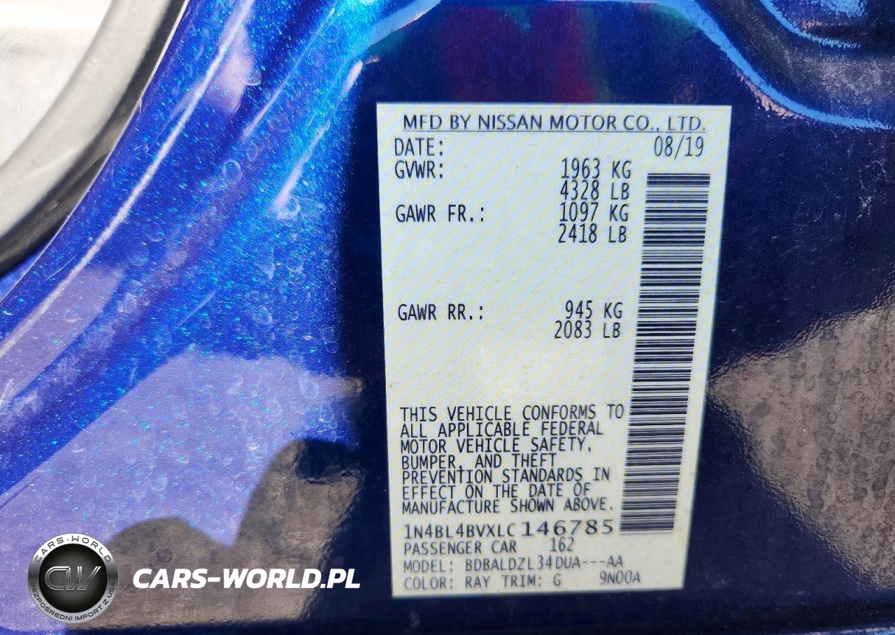 2020 Nissan Altima S VIN:1N4BL4BVXLC146785 - 12