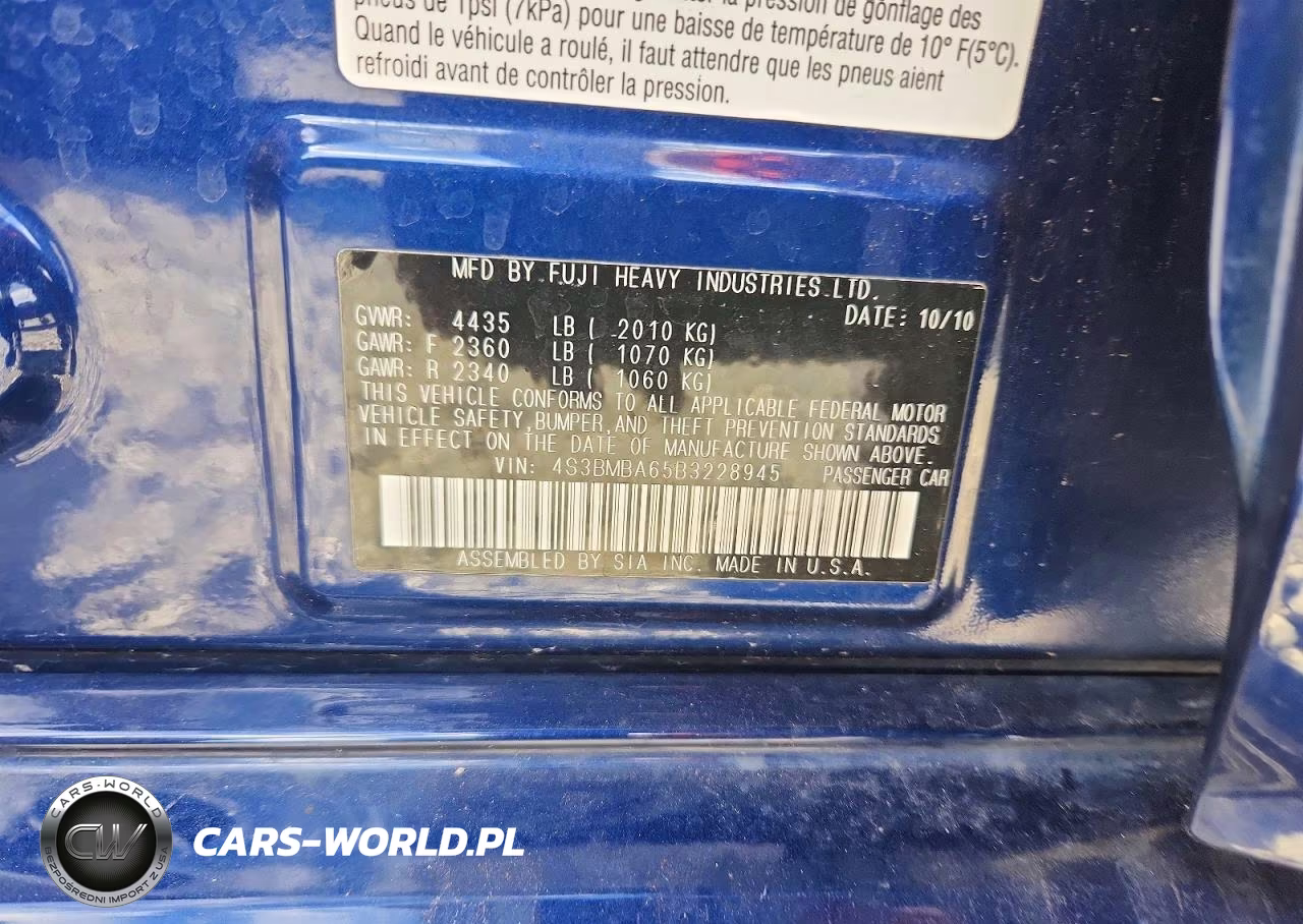2011 Subaru Legacy 2.5I VIN:4S3BMBA65B3228945 - 13
