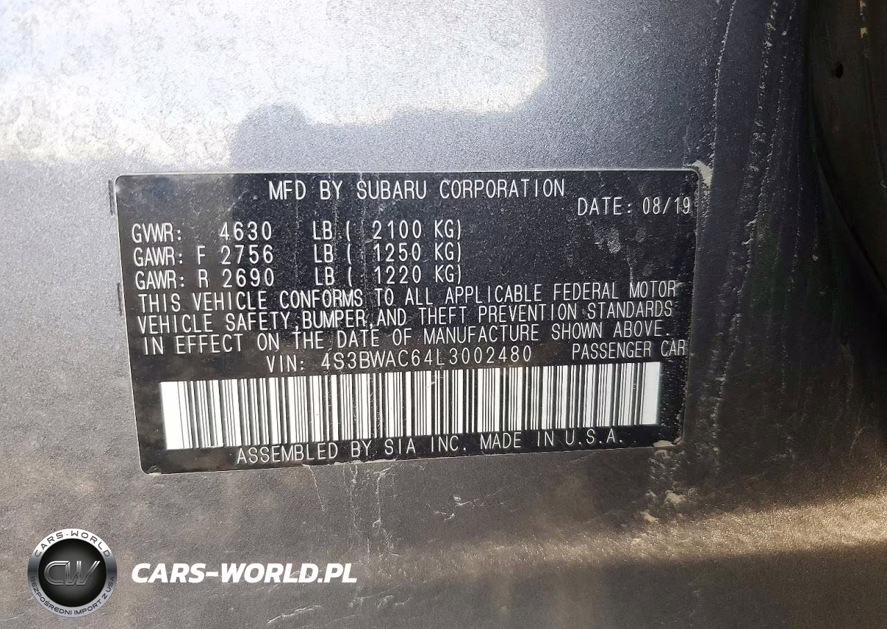 2020 Subaru Legacy Premium VIN:4S3BWAC64L3002480 - 12