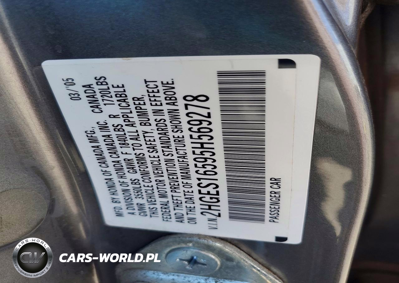 2005 Honda Civic Lx VIN:2HGES16595H569278 - 12