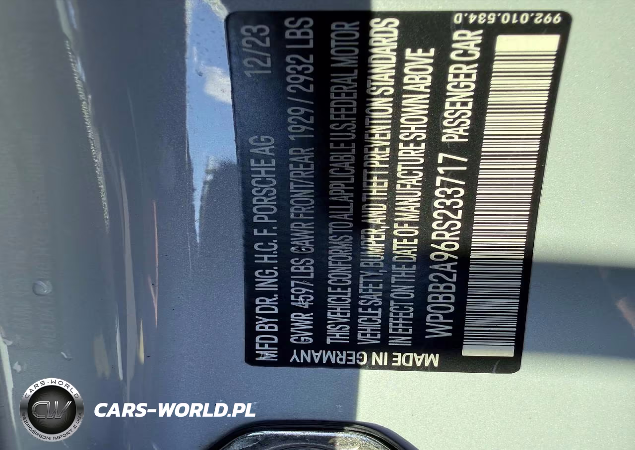 2024 Porsche 911 Targa 4S VIN:WP0BB2A96RS233717 - 8