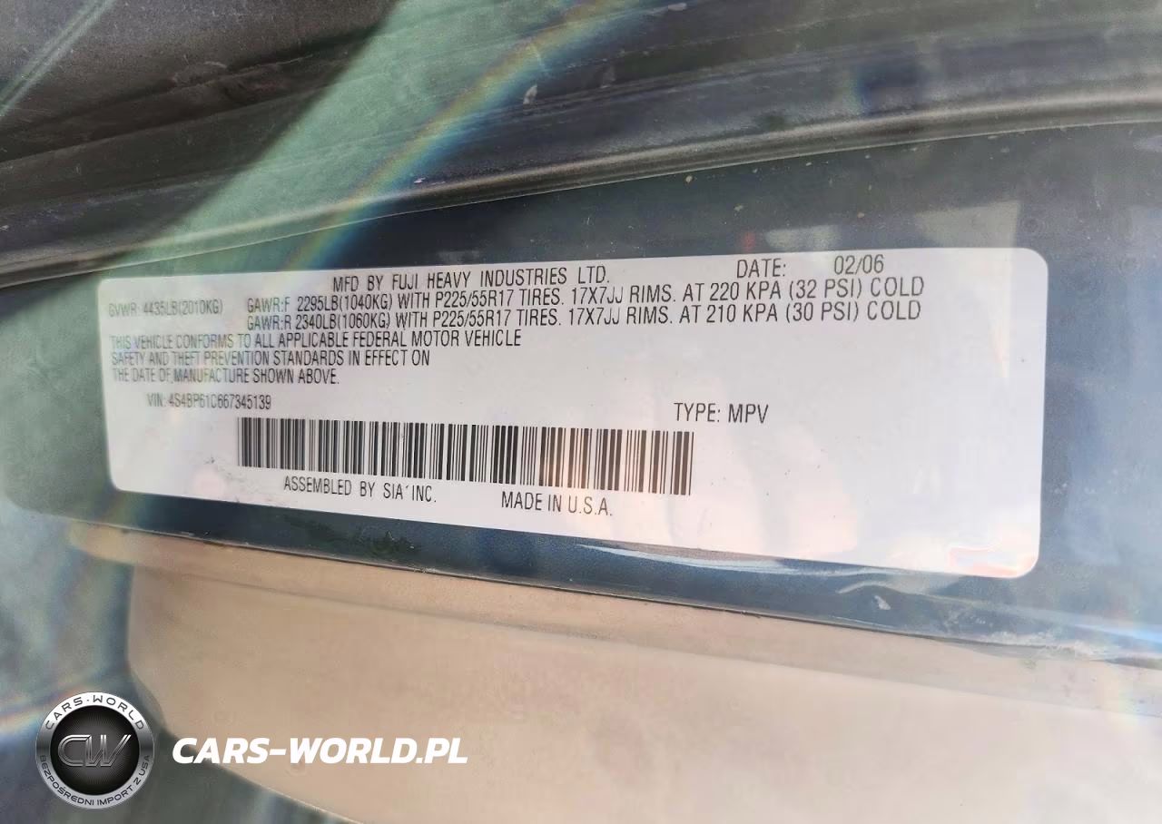 2006 Subaru Legacy Outback 2.5I VIN:4S4BP61C667345139 - 12