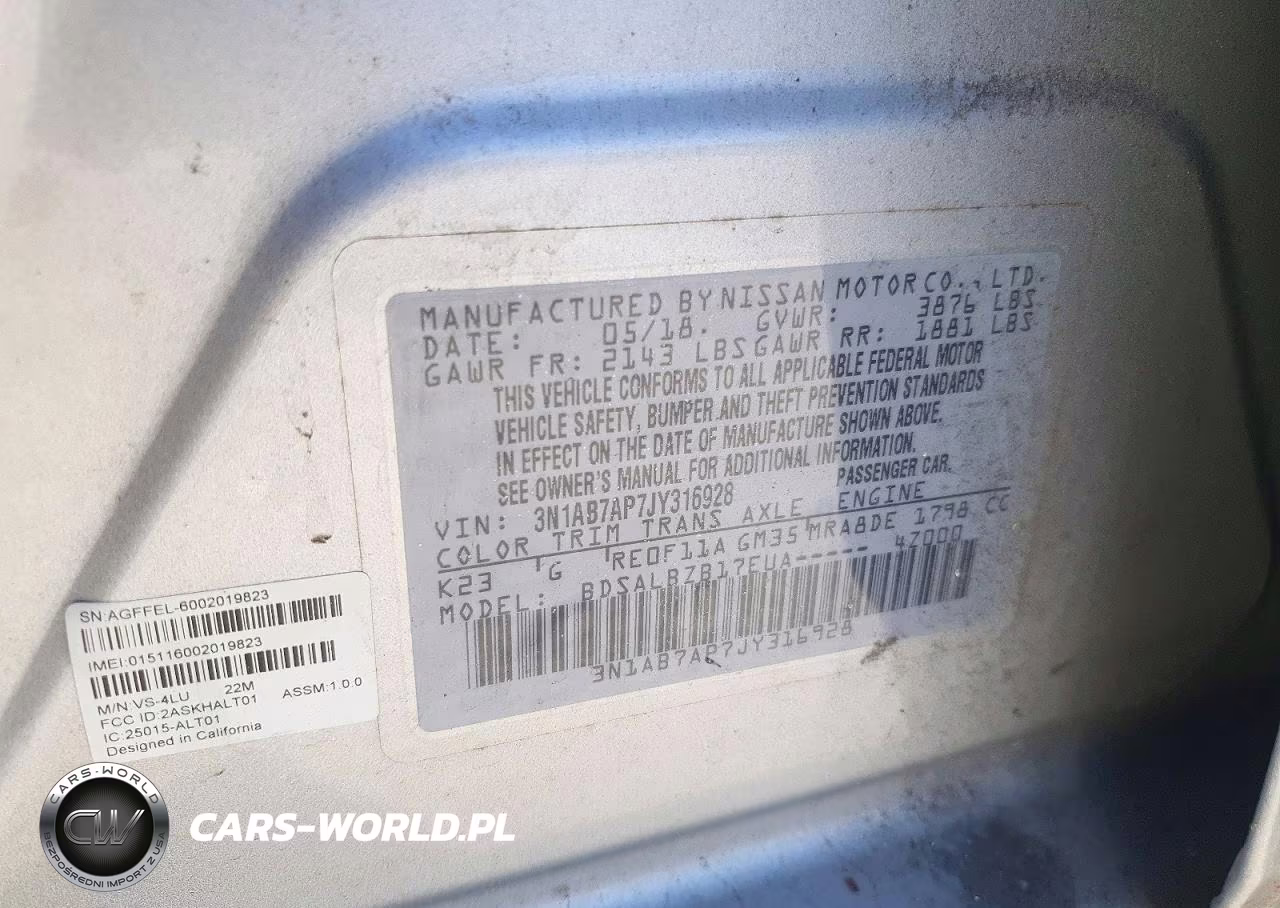 2018 Nissan Sentra S VIN:3N1AB7AP7JY316928 - 12