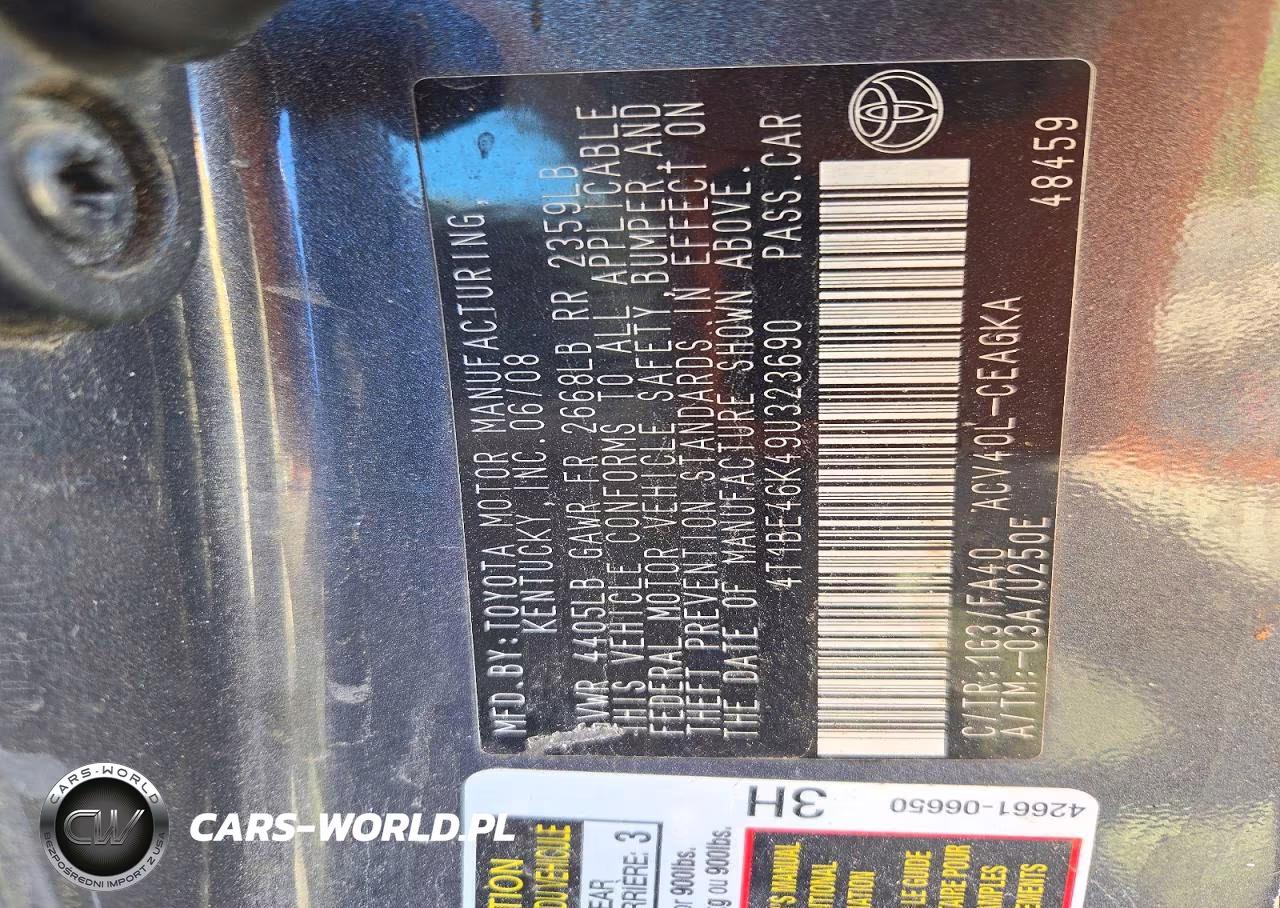 2009 Toyota Camry Xle VIN:4T1BE46K49U323690 - 12