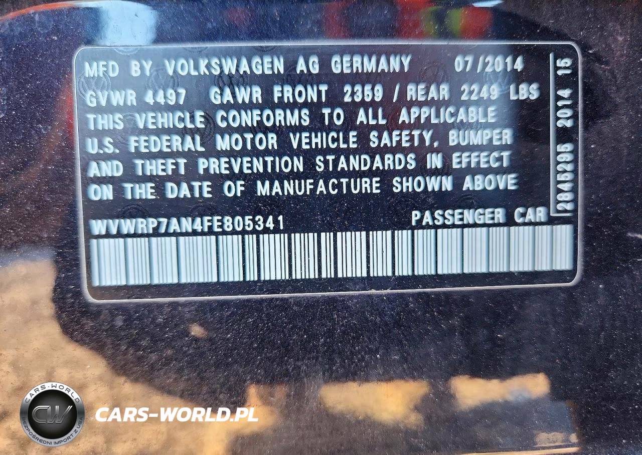 2015 Volkswagen Cc Executive VIN:WVWRP7AN4FE805341 - 13