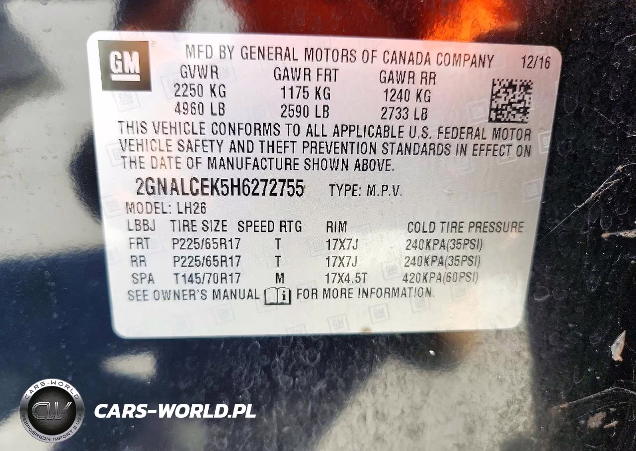 2017 Chevrolet Equinox Lt VIN:2GNALCEK5H6272755 - 13