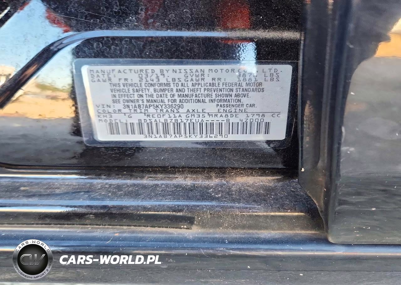 2019 Nissan Sentra S VIN:3N1AB7AP5KY336290 - 13