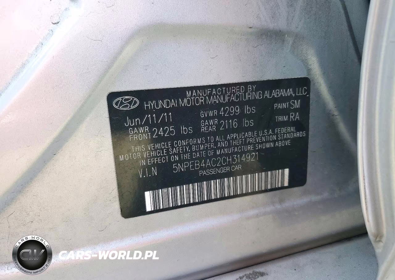 2012 Hyundai Sonata Gls VIN:5NPEB4AC2CH314921 - 12