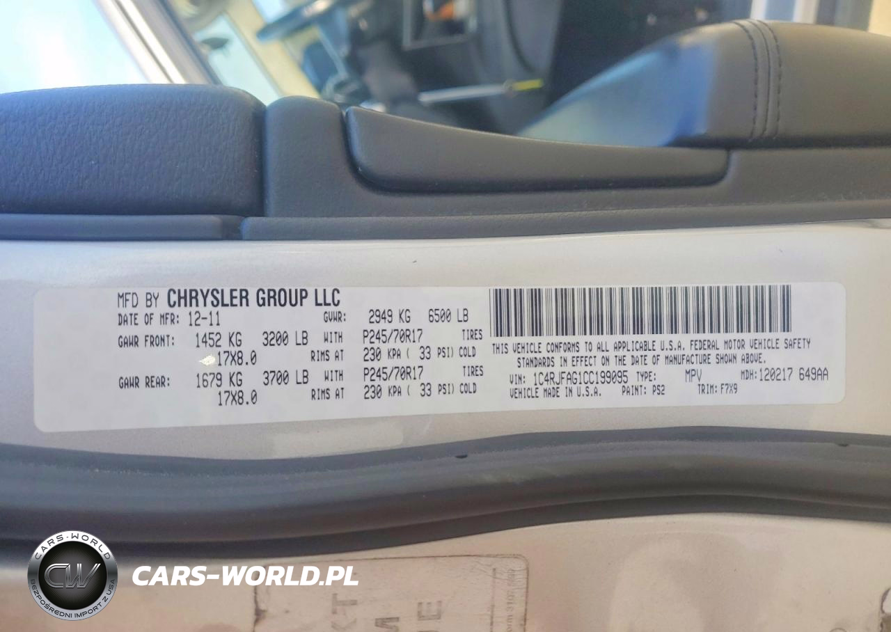 2012 Jeep Grand Cherokee Laredo VIN:1C4RJFAG1CC199095 - 12