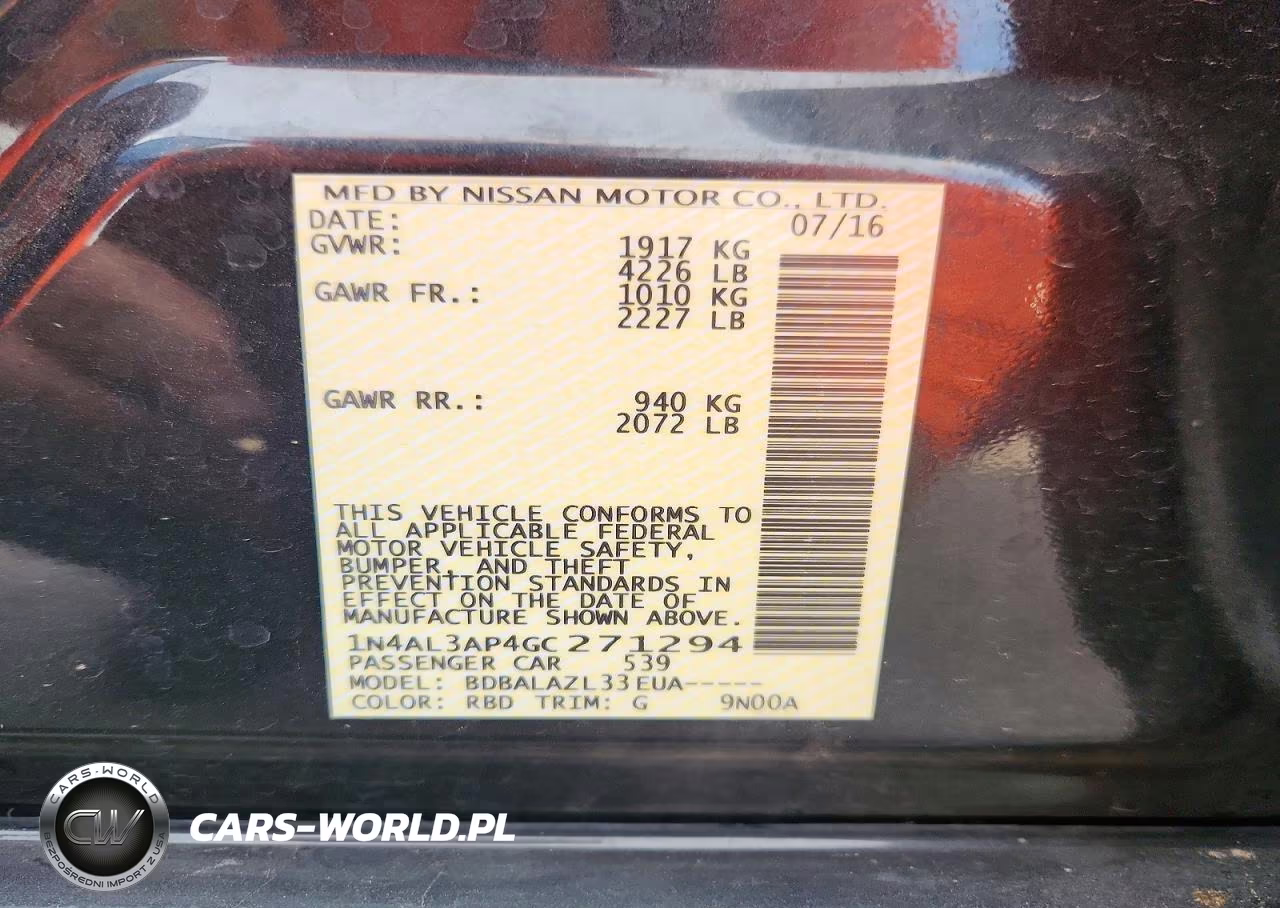 2016 Nissan Altima 2.5 VIN:1N4AL3AP4GC271294 - 12