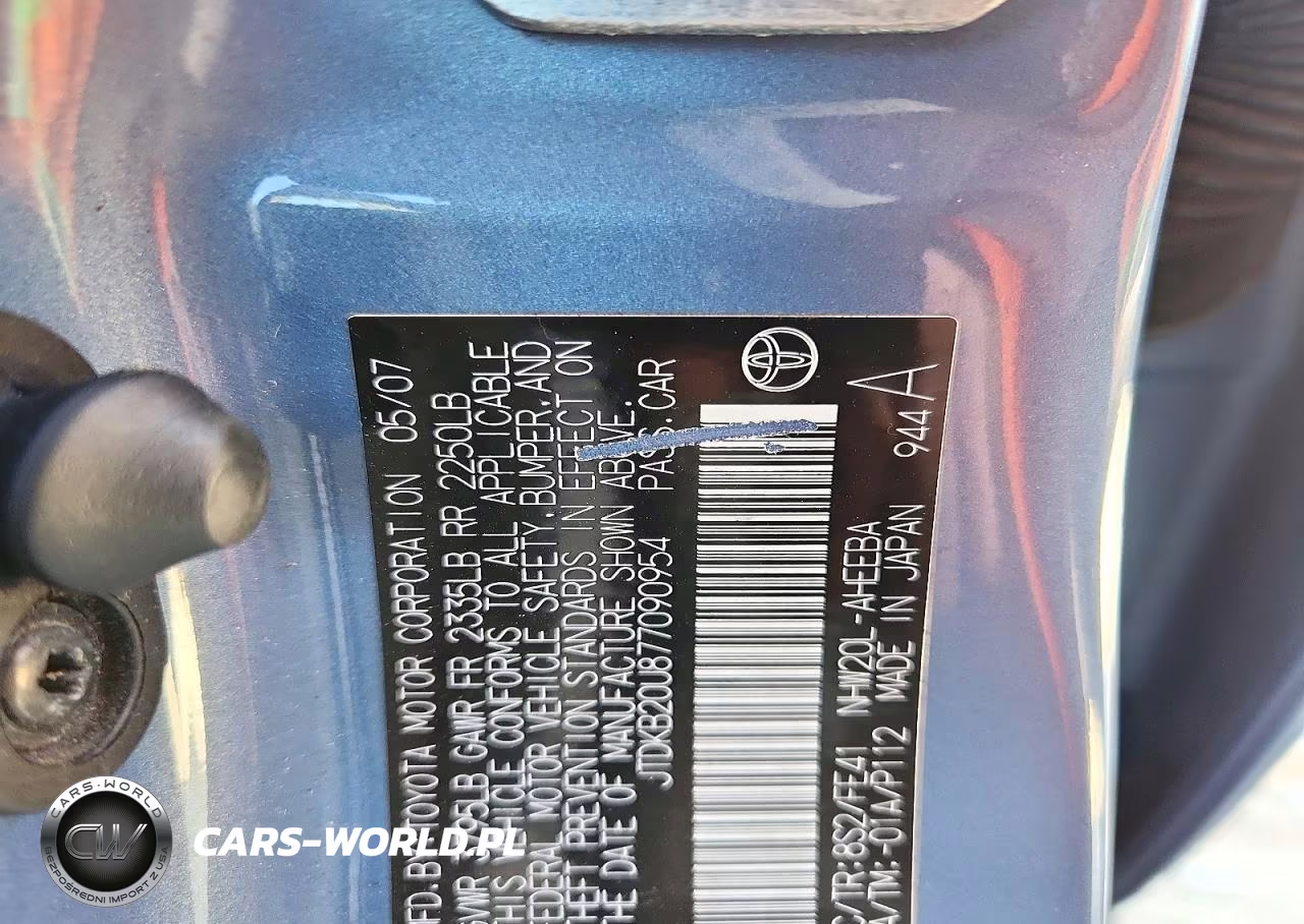 2007 Toyota Prius Base VIN:JTDKB20U877090954 - 12