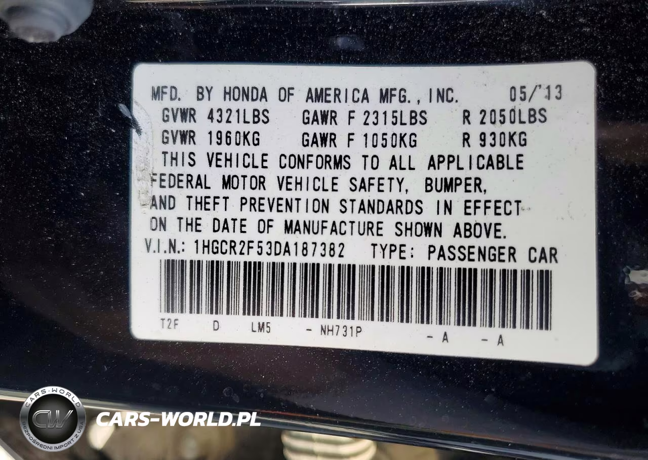 2013 Honda Accord Sport VIN:1HGCR2F53DA187382 - 12
