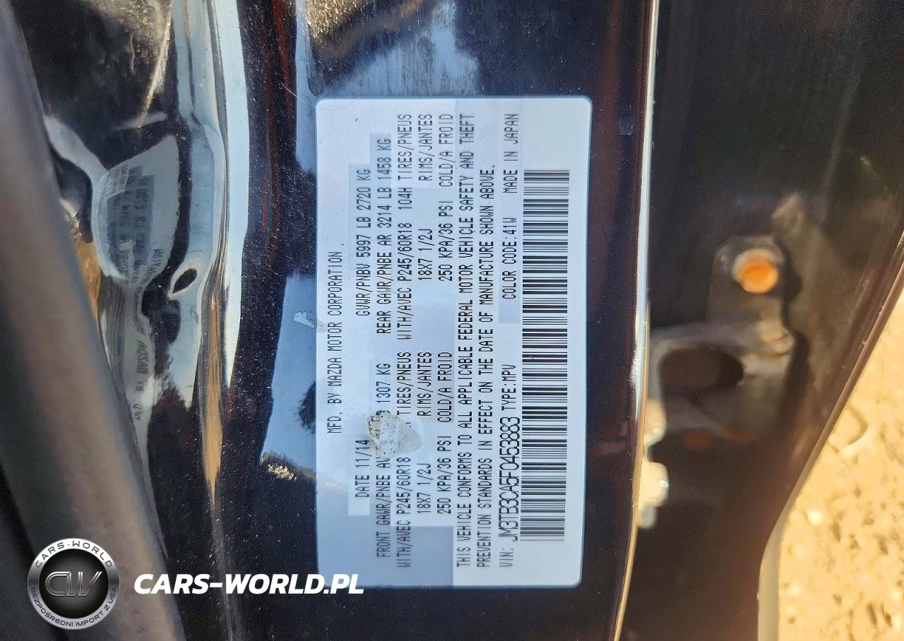 2015 Mazda Cx-9 Touring VIN:JM3TB3CA5F0453883 - 12