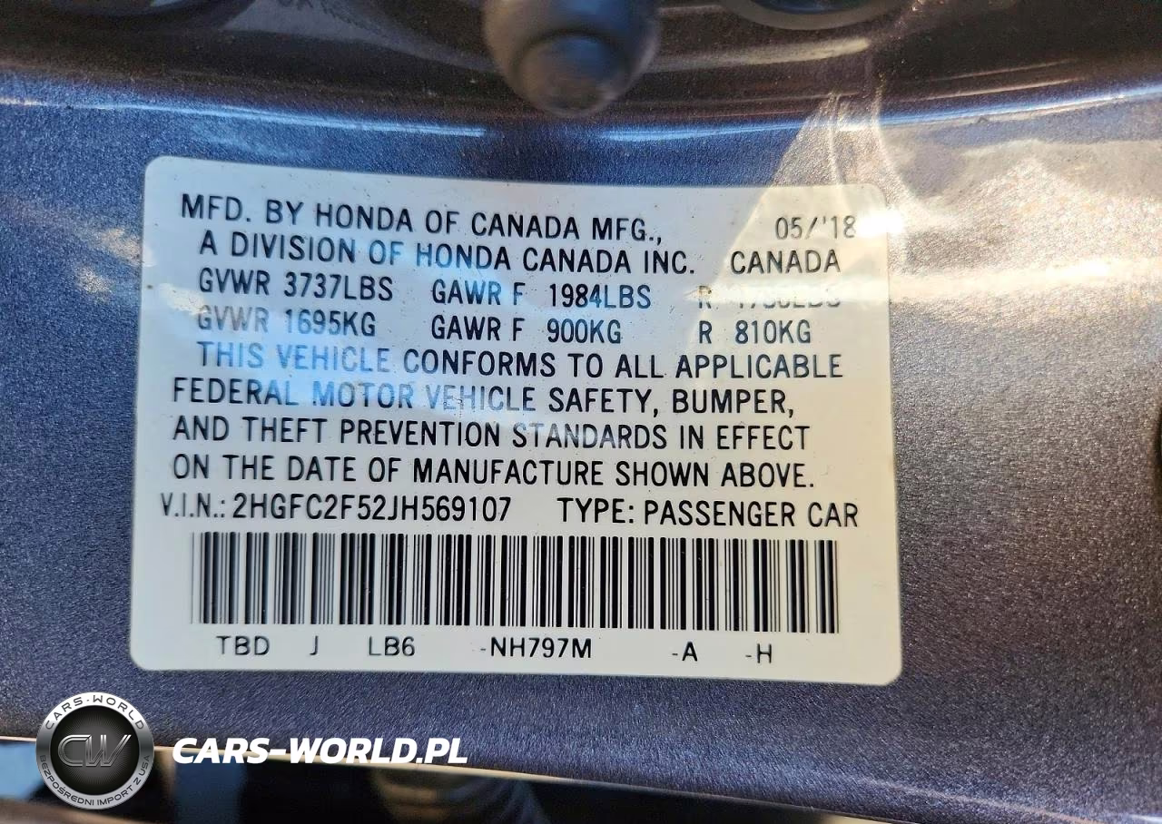2018 Honda Civic Lx VIN:2HGFC2F52JH569107 - 12