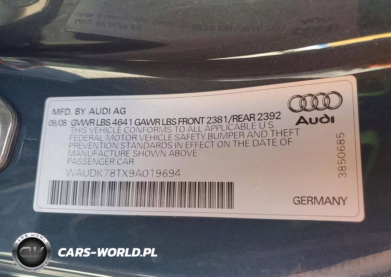 2009 Audi A5 Quattro VIN:WAUDK78TX9A019694 - 12