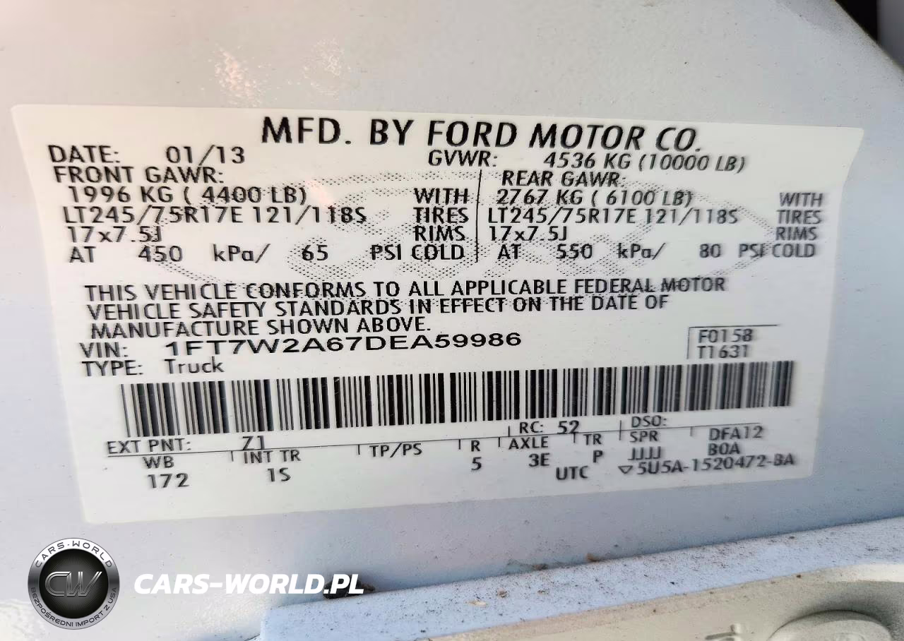 2013 Ford F250 Super Duty VIN:1FT7W2A67DEA59986 - 12