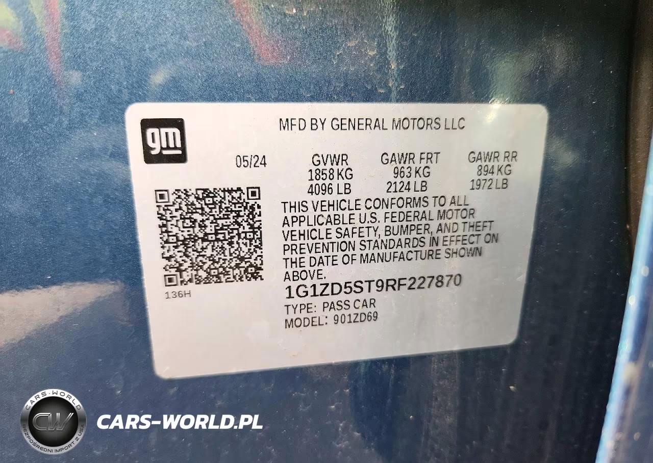 2024 Chevrolet Malibu Lt VIN:1G1ZD5ST9RF227870 - 12
