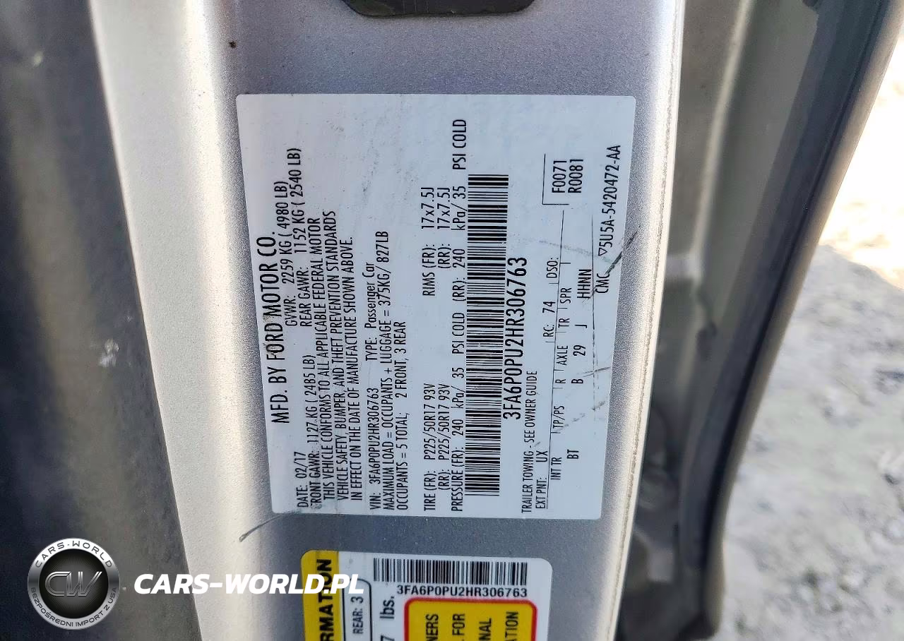 2017 Ford Fusion Se Phev VIN:3FA6P0PU2HR306763 - 12