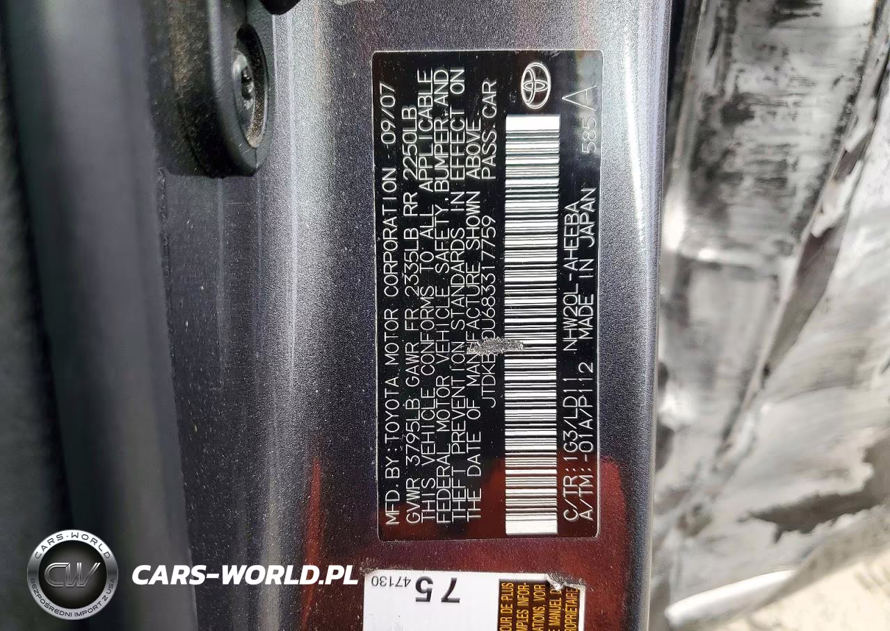 2008 Toyota Prius Base VIN:JTDKB20U683317759 - 12