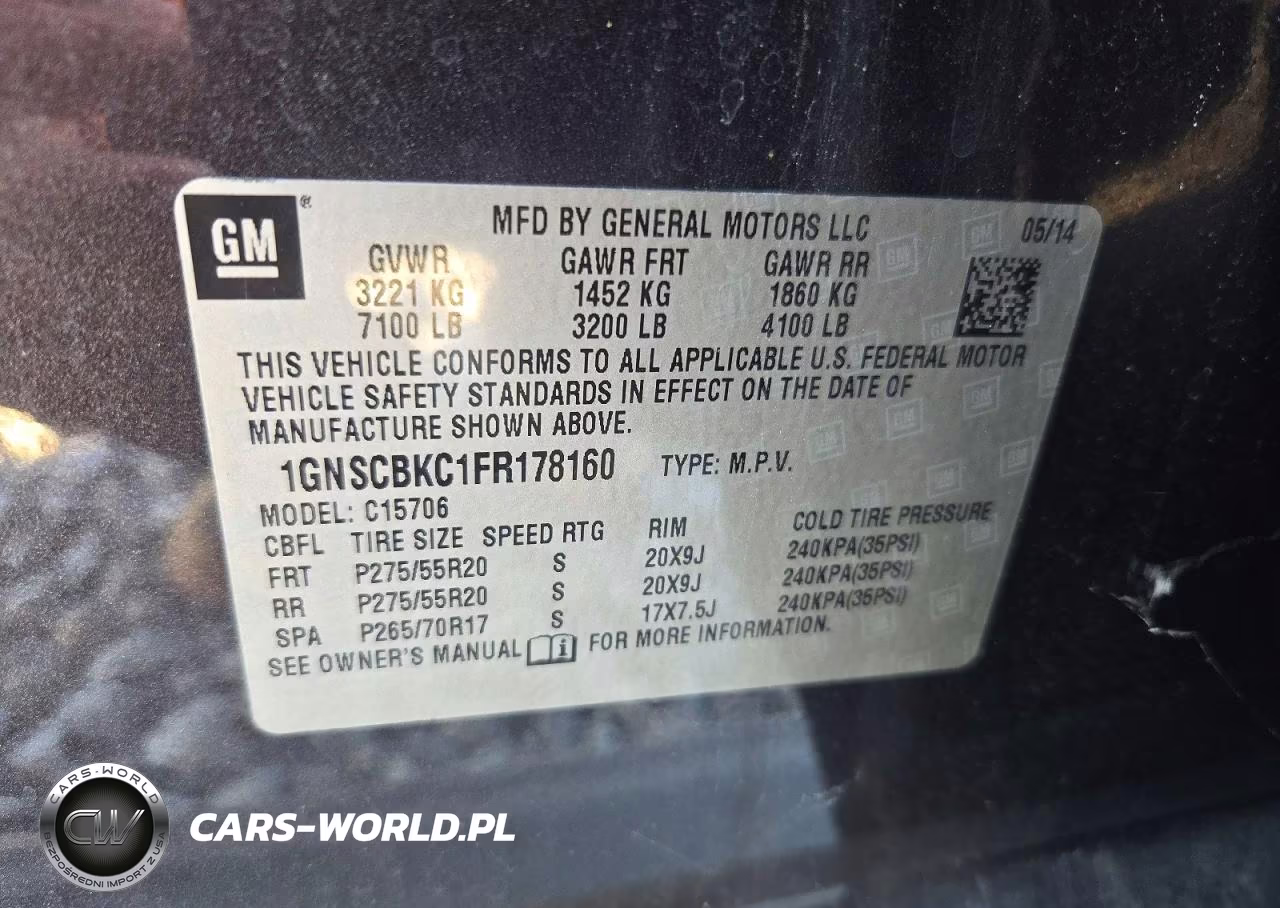 2015 Chevrolet Tahoe C1500 Lt VIN:1GNSCBKC1FR178160 - 13