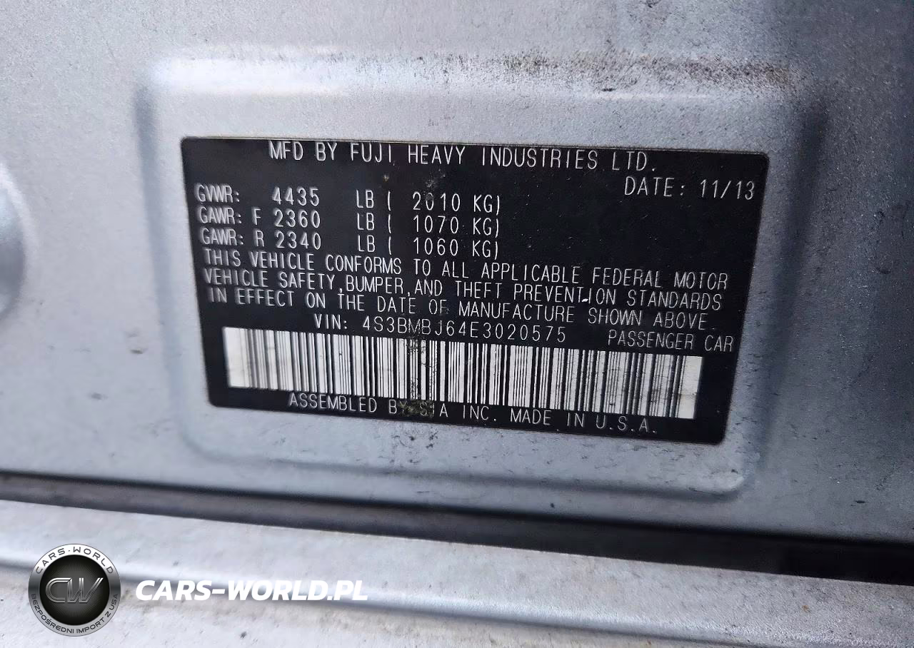 2014 Subaru Legacy 2.5I Sport VIN:4S3BMBJ64E3020575 - 12