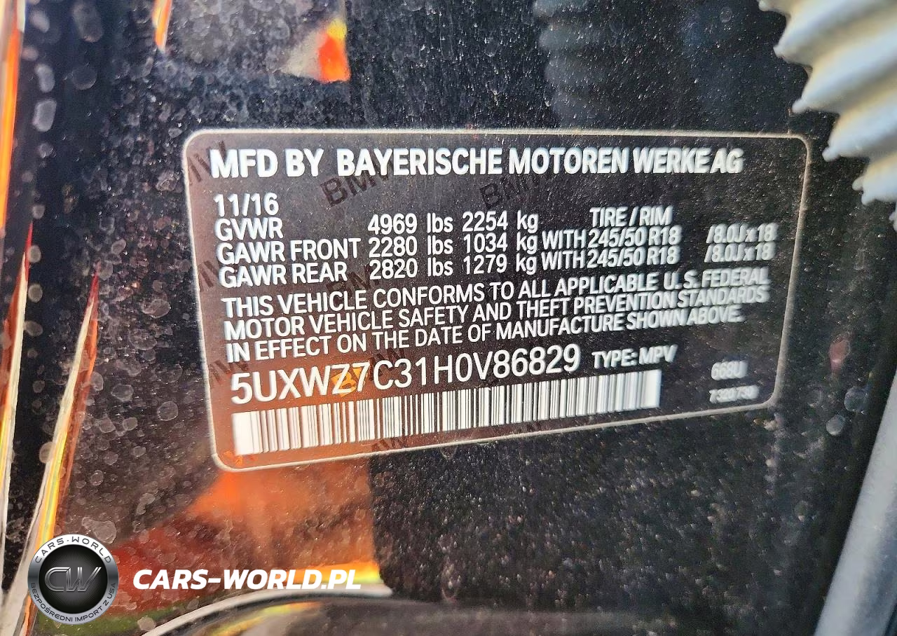 2017 BMW X3 Sdrive28I VIN:5UXWZ7C31H0V86829 - 13