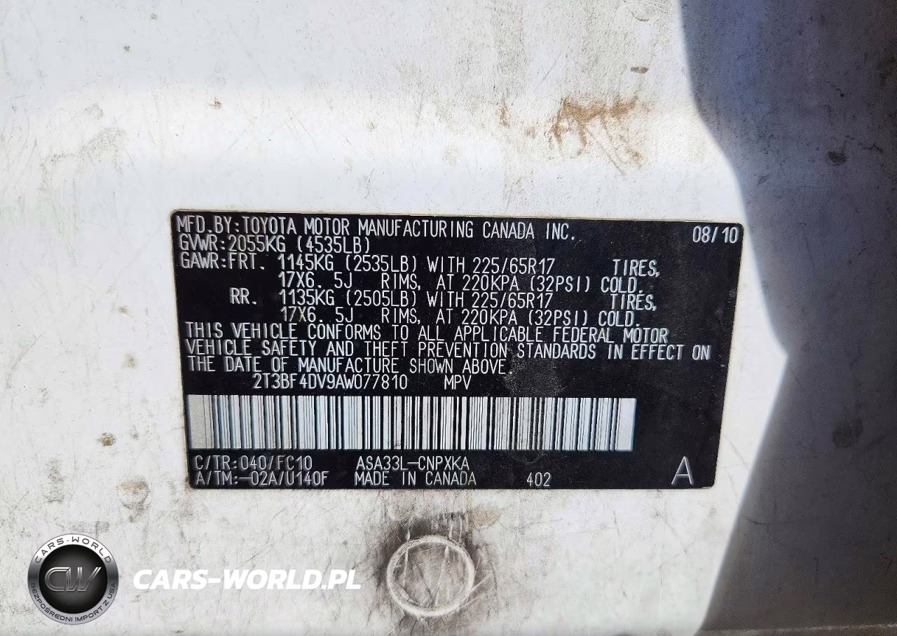 2010 Toyota Rav4 Base VIN:2T3BF4DV9AW077810 - 13