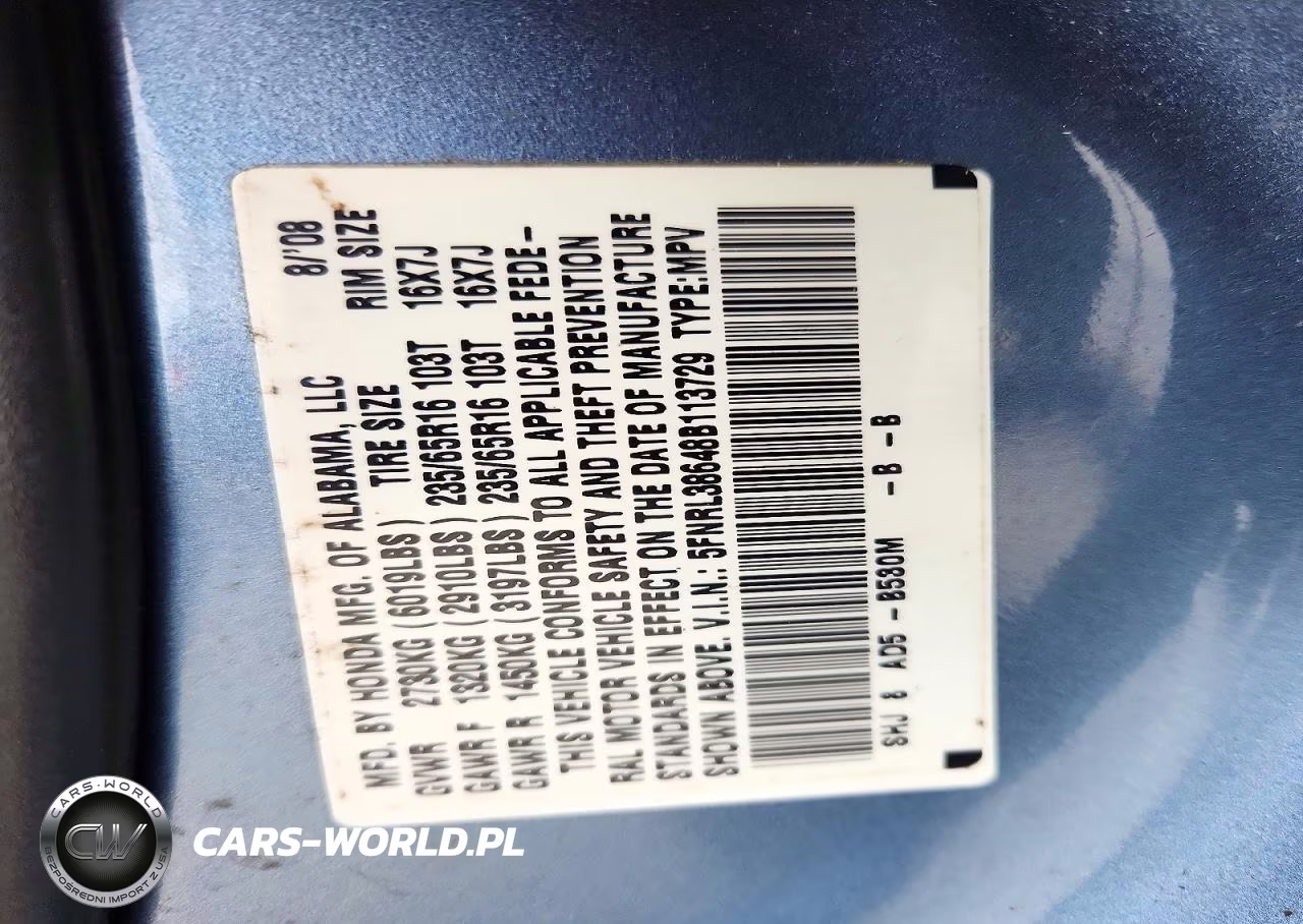 2008 Honda Odyssey Exl VIN:5FNRL38648B113729 - 13