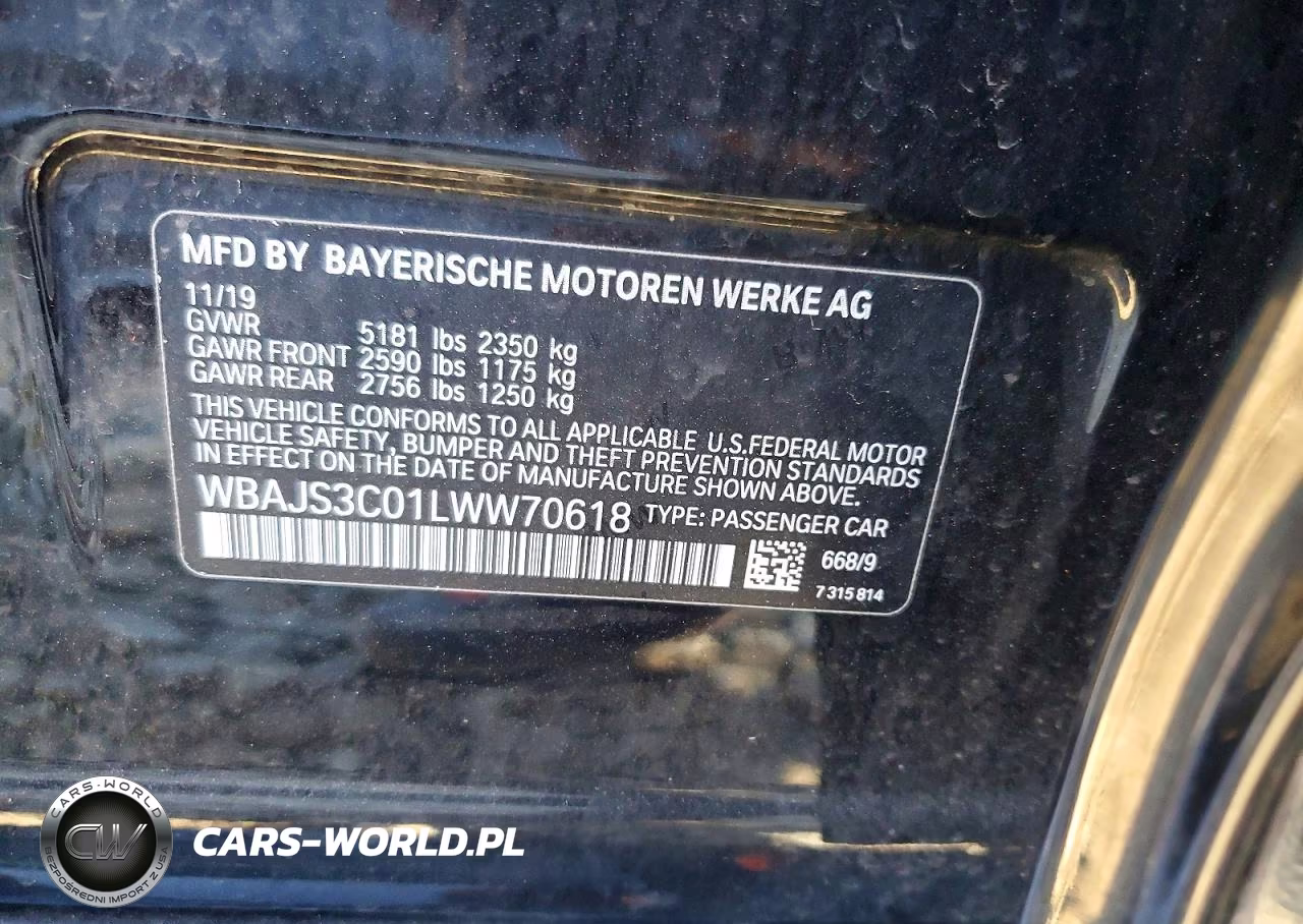 2020 BMW 540 Xi VIN:WBAJS3C01LWW70618 - 12
