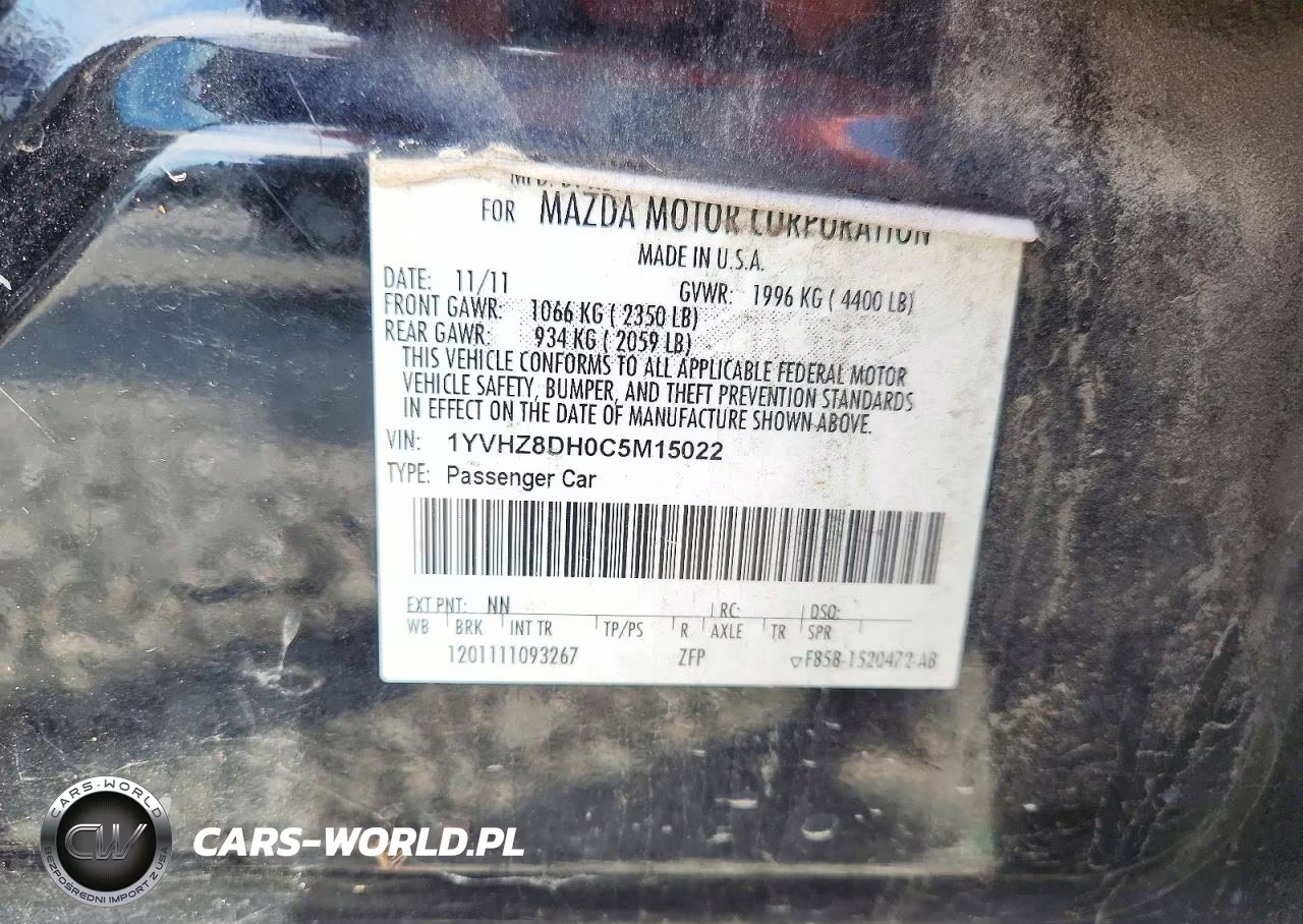 2012 Mazda 6 I VIN:1YVHZ8DH0C5M15022 - 12