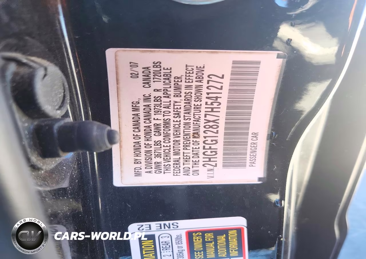 2007 Honda Civic Ex VIN:2HGFG128X7H541272 - 13