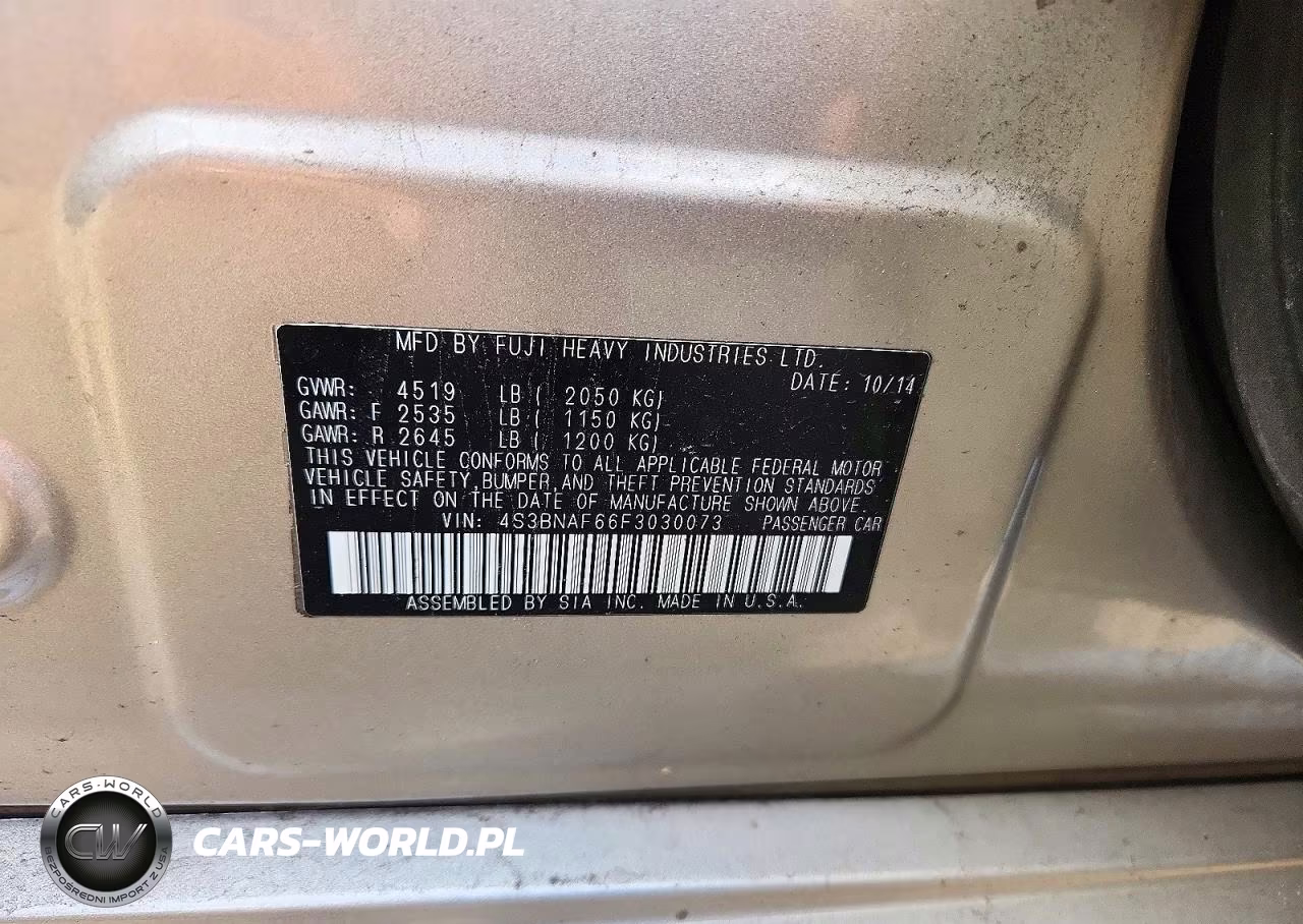 2015 Subaru Legacy 2.5I Premium VIN:4S3BNAF66F3030073 - 12