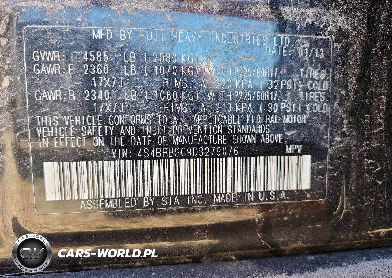 2013 Subaru Outback 2.5I Limited VIN:4S4BRBSC9D3279076 - 13