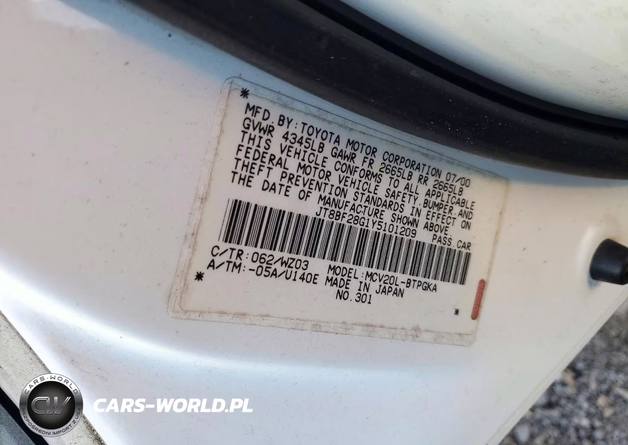 2000 Lexus Es 300 VIN:JT8BF28G1Y5101209 - 12