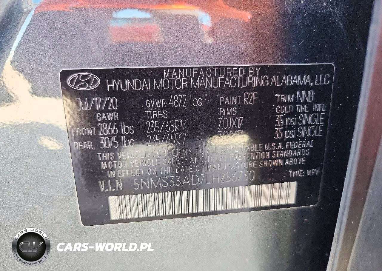 2020 Hyundai Santa Fe Sel VIN:5NMS33AD7LH253730 - 13
