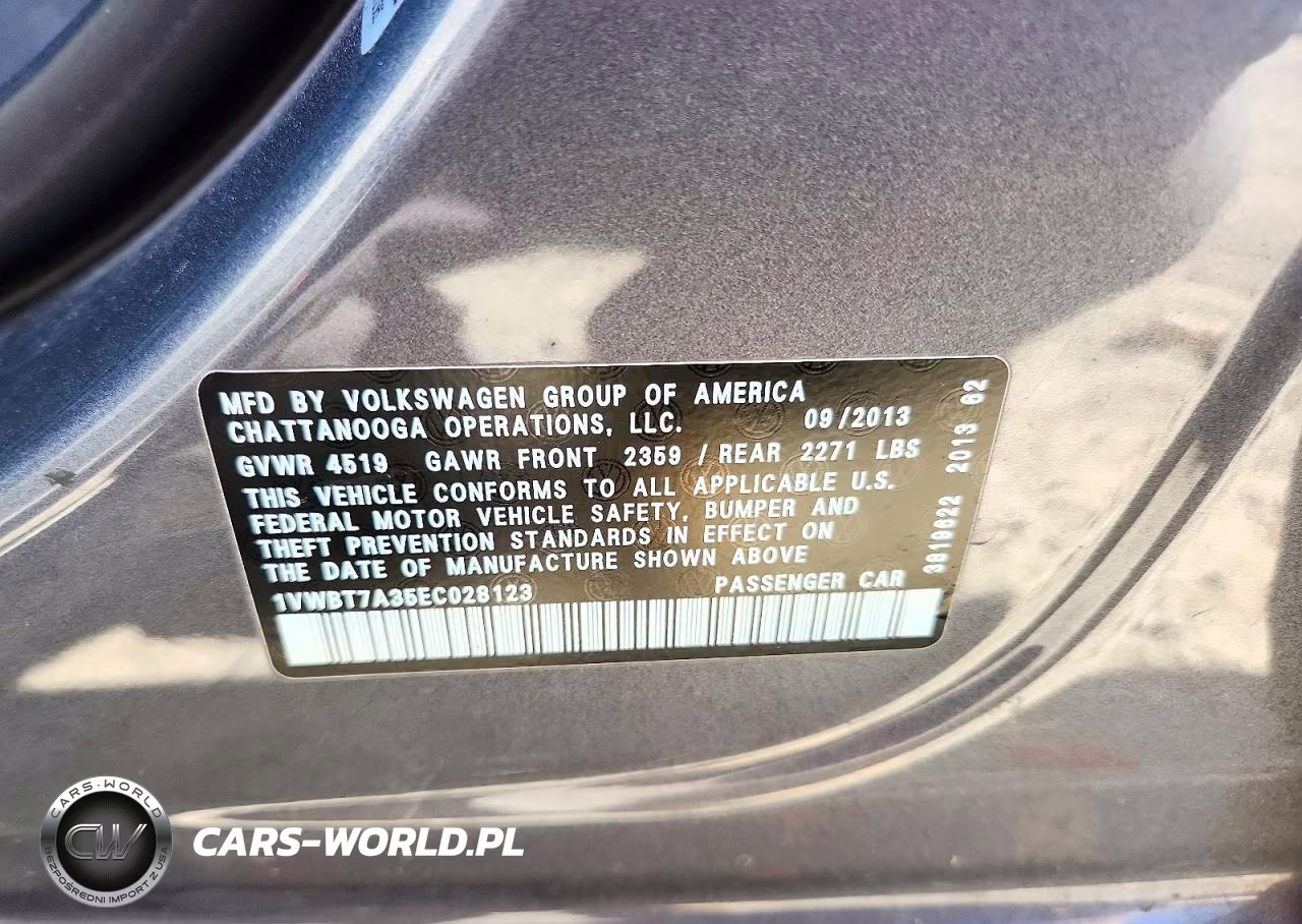 2014 Volkswagen Passat Se VIN:1VWBT7A35EC028123 - 12