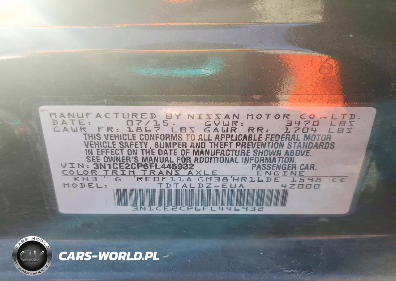 2015 Nissan Versa Note Sv VIN:3N1CE2CP6FL446932 - 12