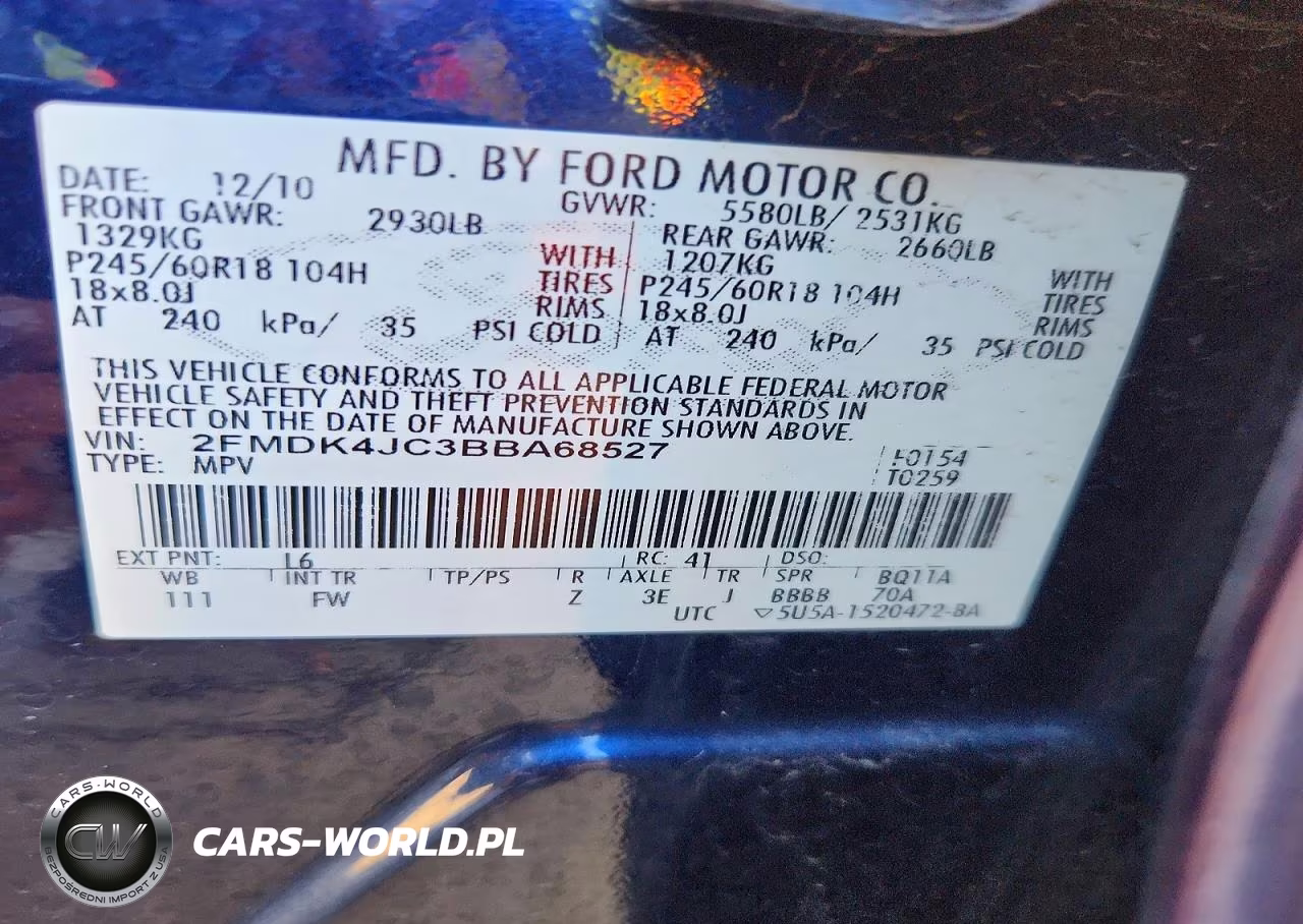 2011 Ford Edge Sel VIN:2FMDK4JC3BBA68527 - 12