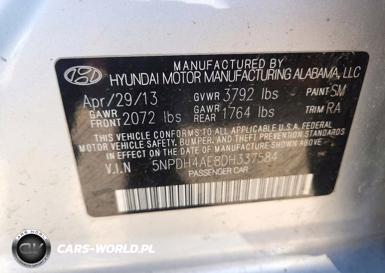 2013 Hyundai Elantra Gls VIN:5NPDH4AE8DH337584 - 12
