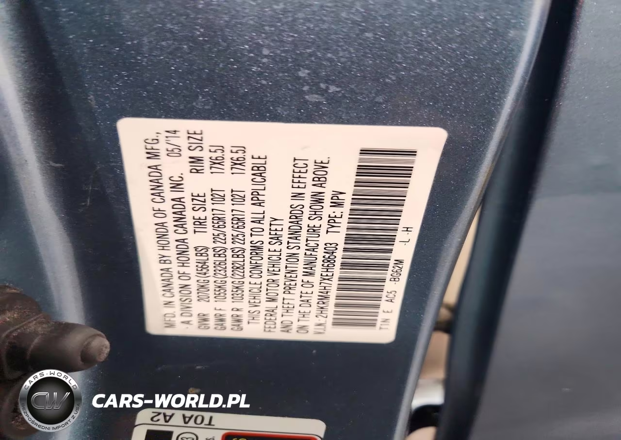 2014 Honda Cr-V Exl VIN:2HKRM4H7XEH686403 - 13