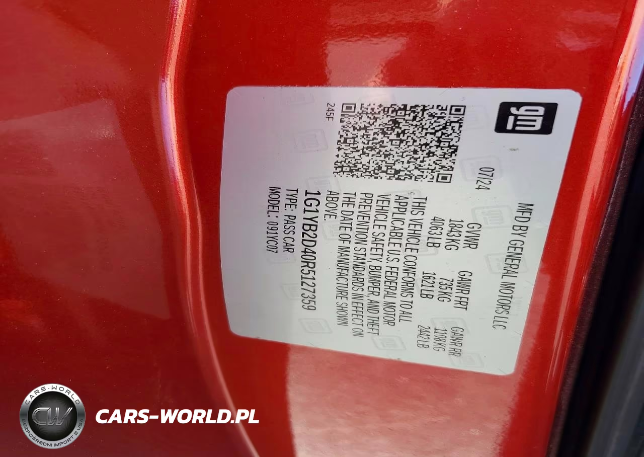 2024 Chevrolet Corvette Stingray Rwd 2Lt VIN:1G1YB2D40R5127359 - 12