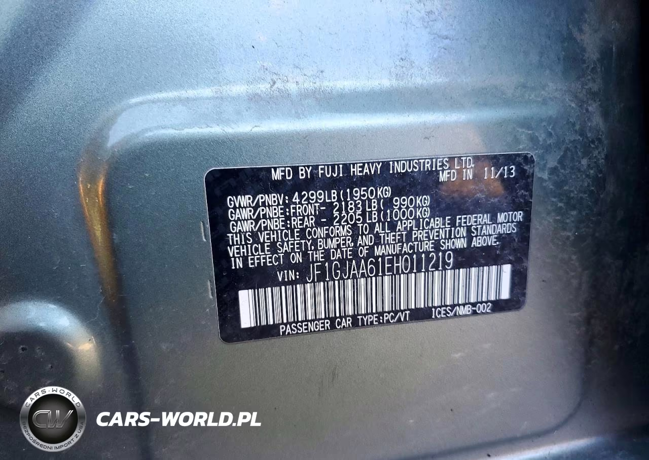 2014 Subaru Impreza VIN:JF1GJAA61EH011219 - 12