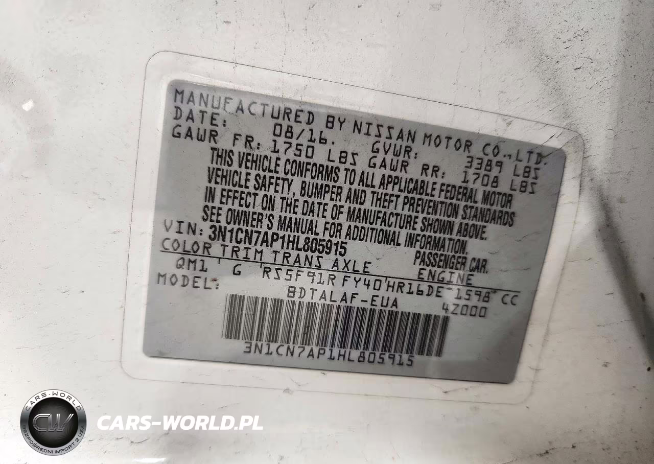 2017 Nissan Versa 1.6 S VIN:3N1CN7AP1HL805915 - 12