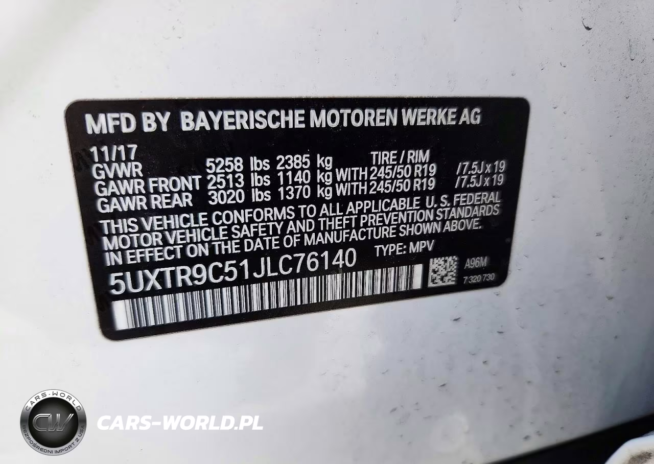 2018 BMW X3 xDrive30I VIN:5UXTR9C51JLC76140 - 12