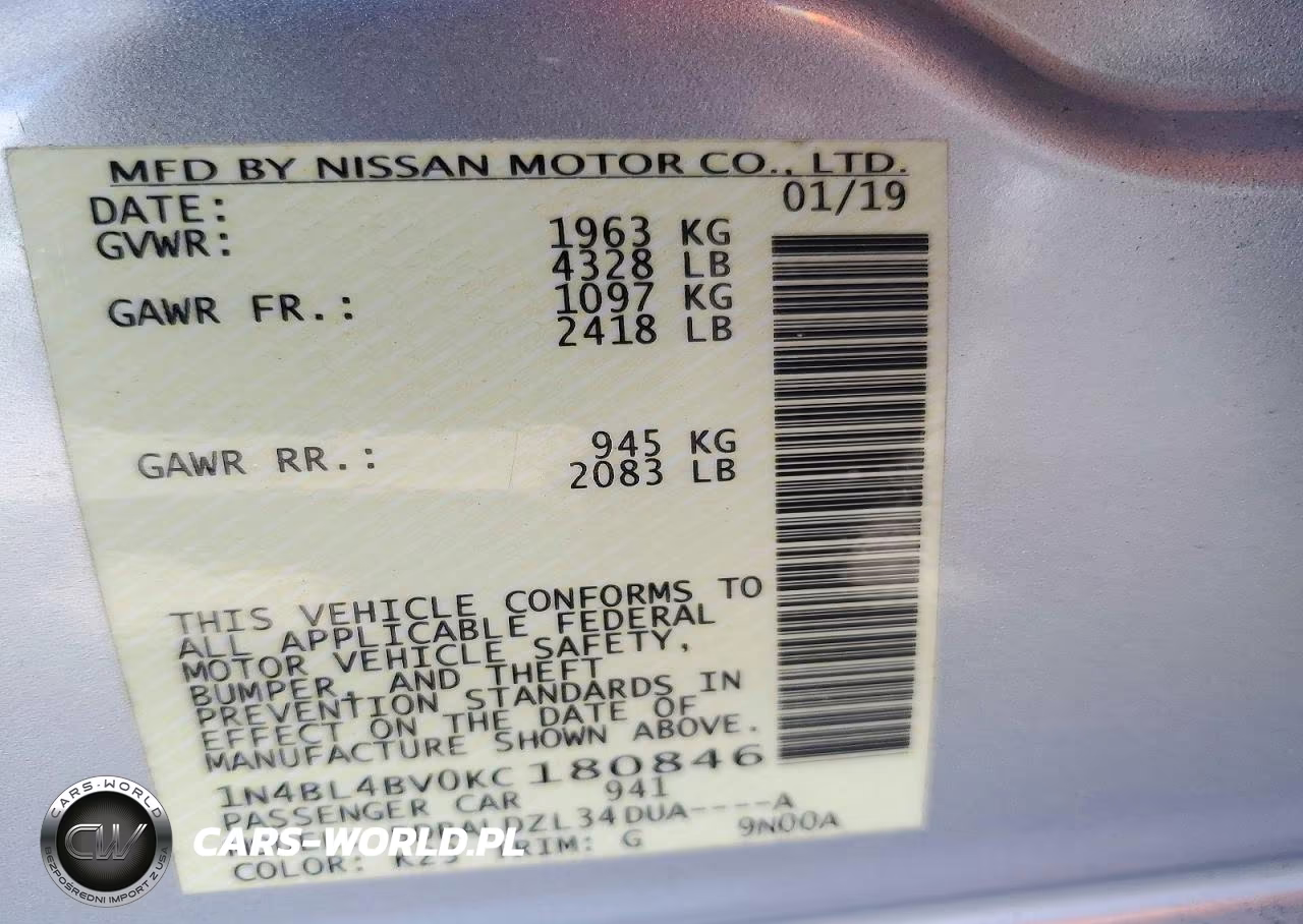 2019 Nissan Altima S VIN:1N4BL4BV0KC180846 - 12
