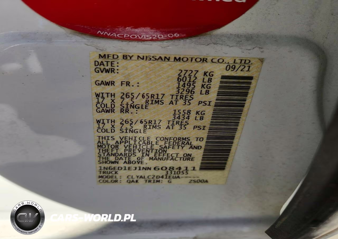 2022 Nissan Frontier Sv VIN:1N6ED1EJ1NN608411 - 12