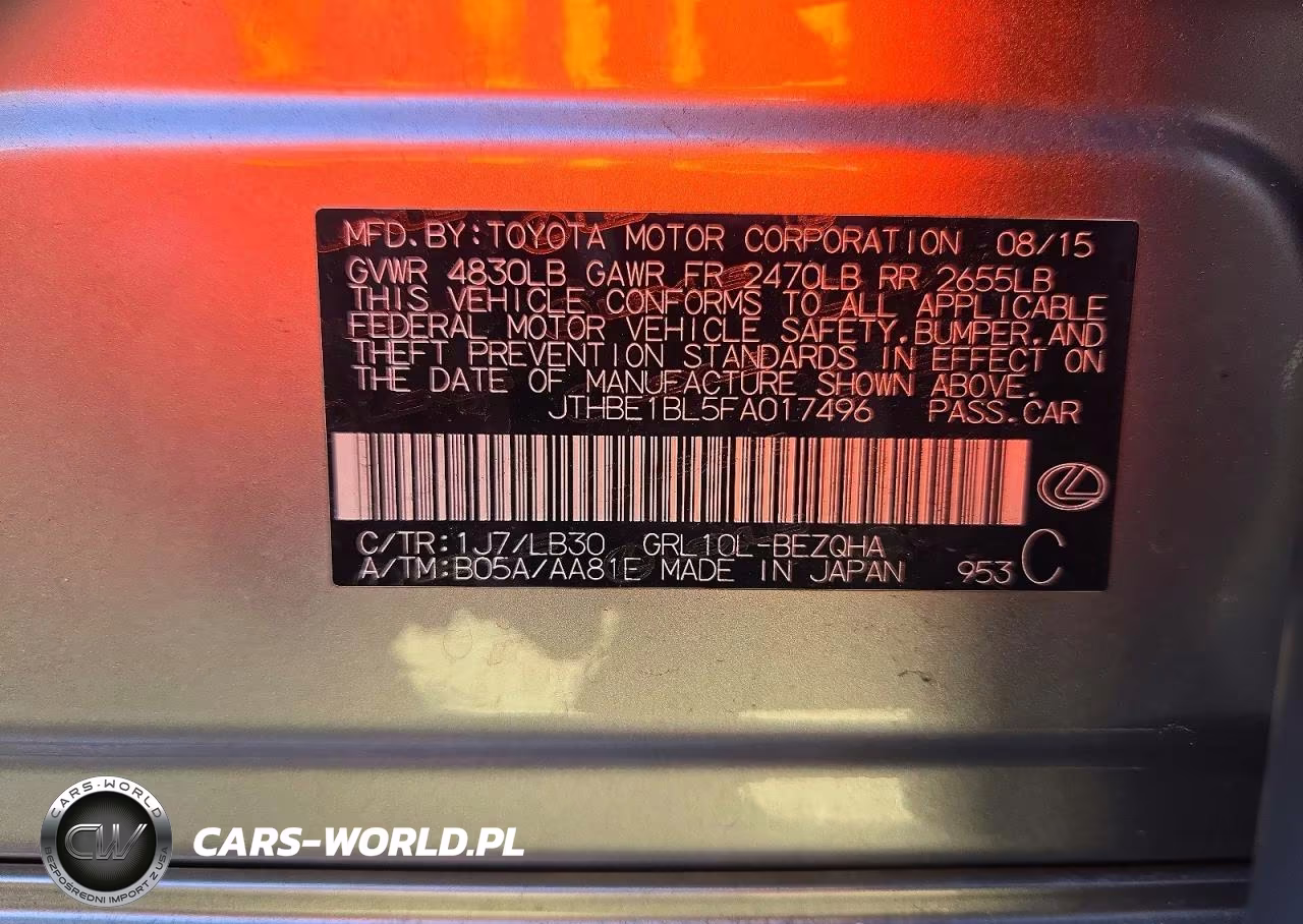 2015 Lexus Gs 350 VIN:JTHBE1BL5FA017496 - 12