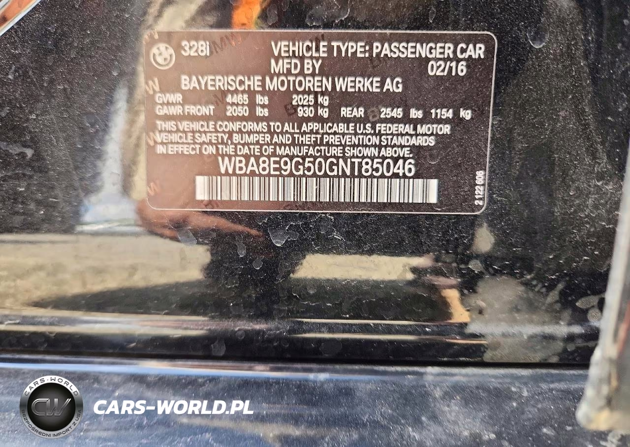 2016 BMW 328 I Sulev VIN:WBA8E9G50GNT85046 - 12